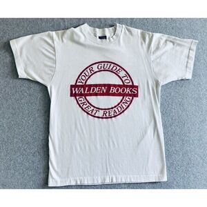 Vintage WALDENBOOKS T-Shirt 80s 90s Walden Books Author Reading Large Flaw Read!
